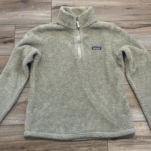Patagonia Los Gatos 1/4 Zip Pullover SZ Medium Fleece Jacket Logo Tan Beige - Picture 2 of 13
